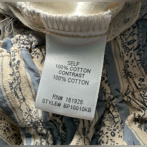 Blue Velvet floral pattern pants 100% cotton blue white trim bohemian wide leg M - Picture 14 of 15